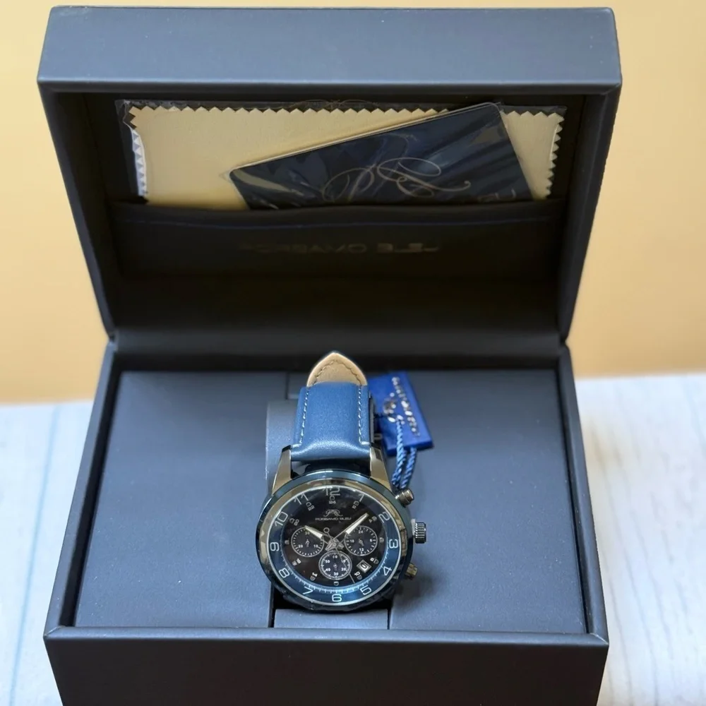 Men’s Arthur Chronograph Leather Strap Watch,  44mm
